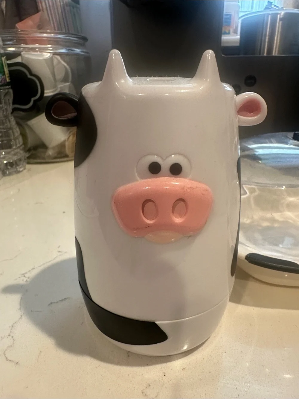 Cow butter dish & sugar dispenser  - White and Black